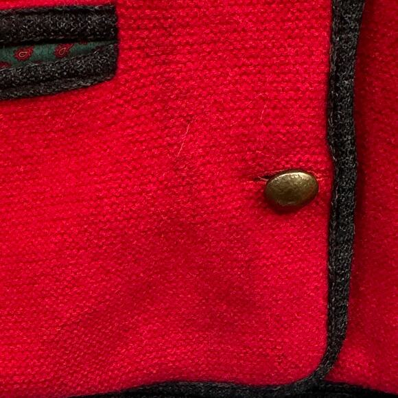 VTG 60s Wool Blazer Sweater Cardigan M/L Red Lined Mod Holiday Academia Granny - Picture 6 of 15